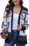 Bresdk Christmas Jumpers for Women Long Ladies Cardigan Reindeer Snowflake
