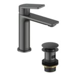 Bristan Frammento Gunmetal Grey Cool Start Basin Mixer with Clicker Waste
