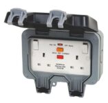 British General IP66 13A 2-Gang SP Weatherproof Outdoor Switched Passive RCD Socket ( – Free C&C)