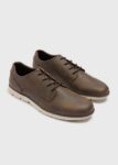 Brown Faux Leather Derby Shoe