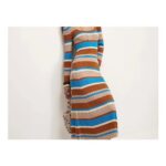 Brown Long Sleeve Stripe Knit Midi Dress