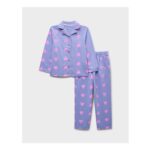 Brushed Cotton-Jersey PJ Set – Purple Heart Print