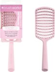Brushworks Curved Vent Hair Brush Paddle Brush for Faster Blow-Drying & Gentle Detangling Smooth, Sleek Styles Made from 96% Recycled Materials