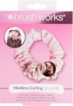 Brushworks Heatless Curling Hair Scrunchie (Pink) – Satin Sleep Curler for Damage-Free Curls & Waves, Overnight Styling, Frizz-Free, Easy to Use, No Heat Damage, Vegan Friendly