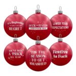 Brutal Baubles – Funny Rude Christmas Decorations – 6-Pack – Red