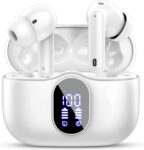 Btootos Wireless Earbuds, Bluetooth 5.4 Headphones In Ear with 4 ENC Noise Cancelling Mic, 2026 New Bluetooth Earphones Mini Deep Bass Stereo Sound, 36H Playtime LED Display IP7 Waterproof White