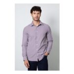 Burgundy Gingham Check Slim Fit Long Sleeve Shirt