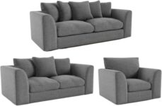 Byron Premium Fabric Sofa Collection Armchair, 2 Seater, 3 Seater, 32, 321 & Corner Sofa Set Modern Upholstered Living Room Furniture Available in Grey & Caramel, Grey, 321 Seater