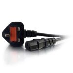 C2G 10 Metre UK Power Cable – 3-Pin Plug to C13 Kettle Lead (IEC), Heavy Duty, Black