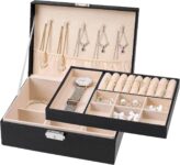 CHARMDI Jewellery Box for Women, 2 Layer PU Leather Jewellery Organiser