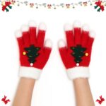 CHEERYMAGIC Women Winter Gloves, Christmas Tree Winter Gloves Women Windproof Warm Mittens for Running Driving, Full Finger Mitten for Christmas Daily Wear Xmas Gift for Ladies Girls A7SDSST
