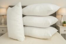 CHILIMILII Hollow Fibre Filled Bed Pillows 4 Pack -Stomach, Back and Side Sleepers-Bounce Back-Soft Medium Support Cushions Hotel Quality-Hypoallergenic-50x75cm Approx