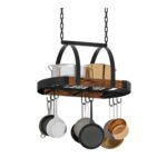 CHOEZON Ceiling Pot Rack with 9 S-Hooks Rustic Brown/Black