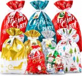 CNMTCCO Christmas Wrapping Gift Bags Large, 20Pcs Christmas String Bags with 30Pcs Tags, Large Medium Small Gift Bags, Xmas Bags for Presents for Xmas Birthday Holiday Party (Classic Style)