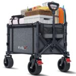 COMLAX FIELD Festival Trolley on Wheels, 120L 100KG Camping Trolley, Grey Adjustable Folding Beach Cart, Foldable Collapsible Wagon