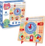 CRAZE Wooden Learning Clock for Kids – Days of the Week & Calendar