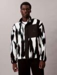 Calvin Klein High Neck Printed Sherpa Jacket, Black (Sizes M/L)