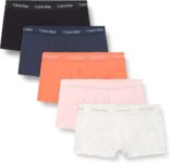Calvin Klein Men Low-Rise Boxer Short Trunks Stretch Cotton Pack of 5 Size M
