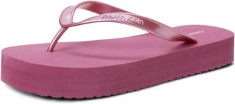 Calvin Klein Womens Flatform Flip Flops (Purple Dusty Rose, UK 6)