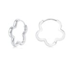 Cangall Silver Flower Hoop Earrings for Women, 20mm