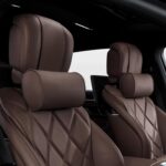 Car Headrest Pillow for Driving – Luxury Leather 100% Memory Foam, Ergonomic Neck Support – Universal Fit Head Rest Travel Pillow for Most Cars, Home & Office, Brown, 2 Pack