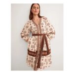 Carrie Floral Print Mini Dress Ivory