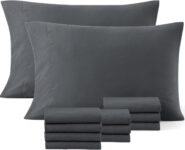 Casa Platino 12 Pack Pillow Cases – Standard Size 50×75 cm – Pre-Washed 100% Brushed Microfiber with Envelope Closure Wrinkle Resistant and Soft – Charcoal