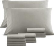 Casa Platino 12 Pack Pillow Cases – Standard Size 50×75 cm – Pre-Washed 100% Brushed Microfiber with Envelope Closure Wrinkle Resistant and Soft – Silver