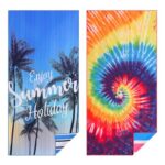 Casa Platino 2-Pack Sand-Free Oversized Microfiber Beach Towels 71×32 Quick-Dry