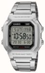Casio Illuminator Watch , 100M WR, 10 Year Battery, Stainless Steel Band, Model: W-800HD-1AVEF, with code