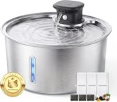 Cat Water Fountain for Drinking, Jzla pro 3.2L Stainless Steel Wireless