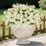 Cekene 16 Pcs Artificial Flowers Outdoor White UV-Resistant Fake Flowers Morning Glory with Stems Realistic Faux Plants for Outside Indoor Home Decor Planters Yard Patio Window DIY Wedding Bouquets
