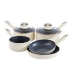 Cermalon Cream Non Stick Aluminium Cookware Set 5 Piece