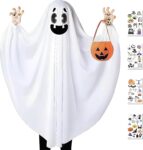Charfia Halloween Costumes for Kids, Ghost Costume Kids Childrens Halloween Costumes and Candy Bag Stickers, Fancy Dress Boy Girls for Parties