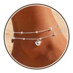 Chihayafuji 925 Silver 14k Gold Ankle Bracelet, Layered Bead Chain