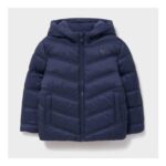 Childrens Fleece-Lined Chevron Puffer Jacket – Navy – 3-4Y