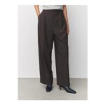 Chocolate Brown Check Double Pleat Straight Leg Trousers