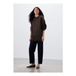 Chocolate Brown Lace Trim Sweatshirt Chocolate XS