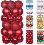Christmas Baubles 30pcs 60mm Shatterproof Christmas Tree Decorations Hanging Decoration for Xmas Tree,Christmas Ball Ornaments Christmas Decorations Indoor for Home Party Gift,Red