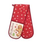 Christmas Gingerbread Double Oven Glove Red