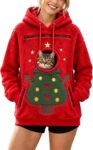 Christmas Hoodies for Women UK Cat Pet Pouch Sweatshirt Fleece Jumper