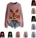 Christmas Jumpers For Women Uk Knitted Sweater Crew Neck Pullover Sweaters