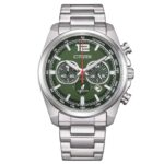 Citizen Eco-Drive Chronograph Watch, 41mm, Stainless Steel Strap, Green Dial, Model: CA4640-50X – Amazon EU
