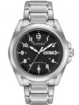 Citizen Eco-Drive Watch with Day/Date, Black Dial, 100M WR, Model: AW0050-82E