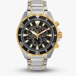 Citizen Mens Eco-Drive Chronograph Two Colour Bracelet Watch AT2434-54E – With Code