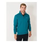 Classic Half Zip Sweatshirt in Teal Blue S and M