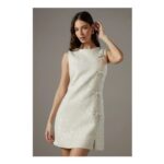Coast Sequin Boucle Shift Dress with Bows – Ivory