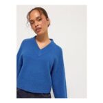 Cobalt v Neck Saddle Shoulder Jumper