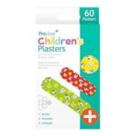 Coloured Childrens Plasters, 60 Pack, Assorted Designs, Breathable