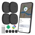CooAoo Android Tracker Bluetooth Key & Item Finder, 4-Pack, Black